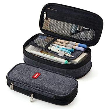 Imagem de KKmoon Estojo para lápis escolar de grande capacidade, papelaria, zíper, armazenamento para escritório, armazenamento, multicamadas, bolso