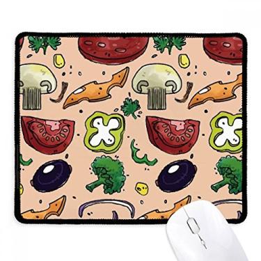 Imagem de Pizza Tomate Foods Peppers Onion Mousepad antiderrapante Jogo Escritório Preto Bordas costuradas Presente