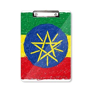 Imagem de Listras Bandeira da Etiópia Giz de Cera Prancheta Pasta, Bloco de Escrita Placa de Base A4