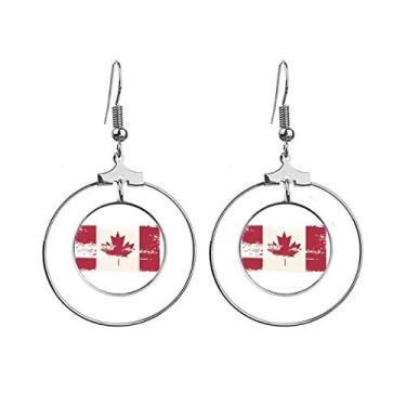 Imagem de Brincos com padrão preto e vermelho sabor do Canadá, joia com argola e círculo