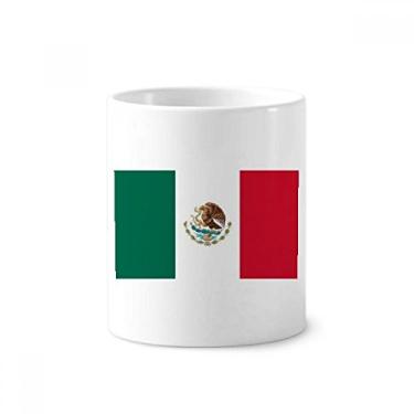 Imagem de Bandeira nacional do México da América do Norte com suporte de caneta e escova de dentes de cerâmica