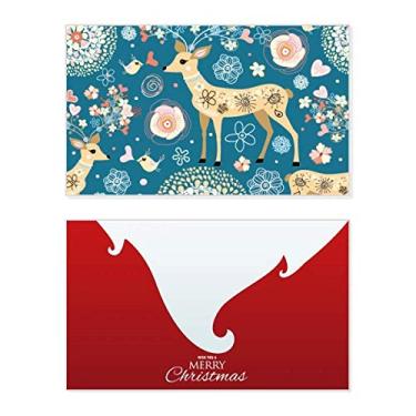Imagem de Decoração de veado Flor Azul Animal Feriado Feliz Natal Cartão de parabéns Mensagem de Natal Letra