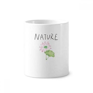Imagem de Lotus Plant Island, escova de dentes, suporte para caneta, caneca de cerâmica branca 350 ml