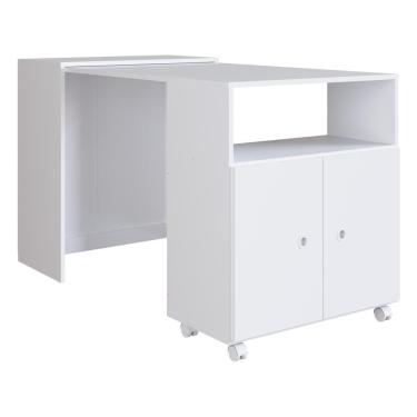 Imagem de Mesa Retrátil/Balcão 2 Portas e Rodízios Multimóveis CR20098 Branca