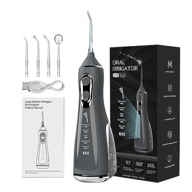 Imagem de ACCTENIK Irrigador Oral Inteligente e Dental Portátil Sem Fio Clean Irrigador Bucal Limpeza Profunda,Recarregável Type-C,IPX 7 Flossador de água Elétrico (Cinza)