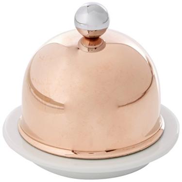 Imagem de Mauviel Prato de manteiga de porcelana Made In France M'Tradition 4260.00 com tampa de cobre