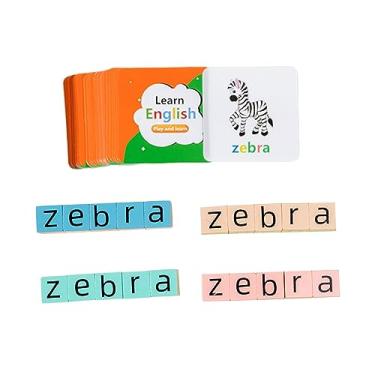 Imagem de shamjina Blocos de Madeira Jogo de Ortografia Jogo de Cartas de Correspondência Melhorar Habilidades de Linguagem Alfabeto Quebra-cabeças Blocos de Palavras Cr, 20pcs blocos pequenos