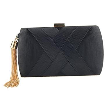Imagem de Colaxi Bolsa feminina elegante com pingente para noite de casamento, Preto, 20x8x12cm