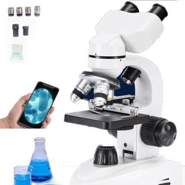 Imagem de Microscópio eletrônico adulto, microscópio binocular, 4 * objetiva / 4 * ocular, ângulo de 45 ° visualização confortável e pode ser conectado a um telefone celular, microscópio biológico -18000X