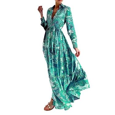 Imagem de Vestido curto chiffon plus size feminino azul elegante vestido de manga comprida vestido estampado leopardo, Azul, M