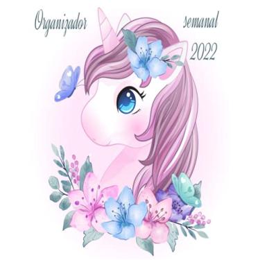 Imagem de Organizador semanal 2022: Agenda 2022 - planificador 2022 - una semana endos páginas - para planificar tus dias de manera eficiente - unicornio -