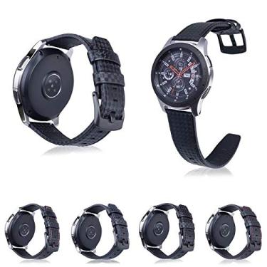 Imagem de Pulseira de Couro Carbon para Samsung Gear S3 Frontier - Gear S3 Classic - Galaxy Watch 46mm Bt - Marca Ltimports (Preto)