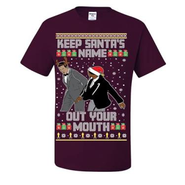 Imagem de Camisetas divertidas de Natal feias de Natal Will Slap Chris Award Show Keep Santa's Name Out Your Mouth, Marrom - 1, M