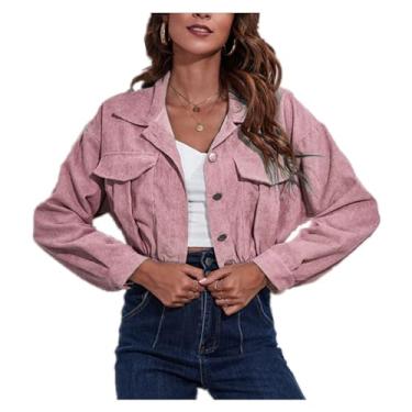 Imagem de CUOREZ jaqueta outono inverno comprimento ombro jaqueta curta roupas femininas, Roxo e rosa (adicionado), M