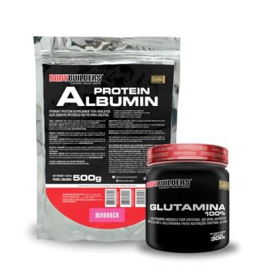 Imagem de Kit Albumin Protein 500g + 100% Glutamina 300g - BODYBUILDERS (Médio, Morango)