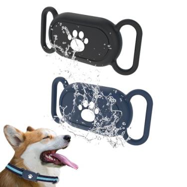 Imagem de Aircawin Capa com suporte para coleira de cachorro Samsung Galaxy SmartTag2 (pacote com 2), capa de silicone impermeável para Galaxy SmartTag 2, capa com suporte antiperda para coleiras de gato,