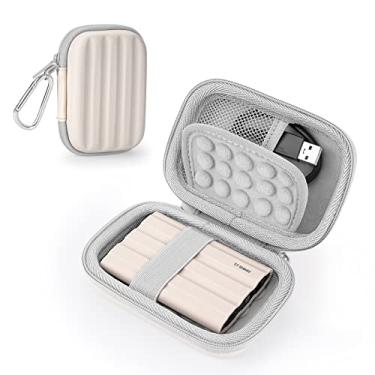 Imagem de YINKE Capa compatível com Samsung T7 Shield/ T9 / T7 Touch SSD portátil USB 3.2 1TB, 2TB, 500 GB, capa protetora portátil de EVA rígido para armazenamento de viagem (bege)