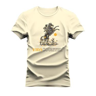 Imagem de Camiseta Estampada Algodão Confortável T-Shirt Vida Country De Cavalo-Unissex