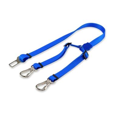 Imagem de Dog Trip Brasil Cinto de Segurança Pet Duplo Universal para Cachorro Gato com Gancho Trava de Segurança Cães Gatos Carro Coleira Adaptador Porte Ajustável Estampa (Blue)