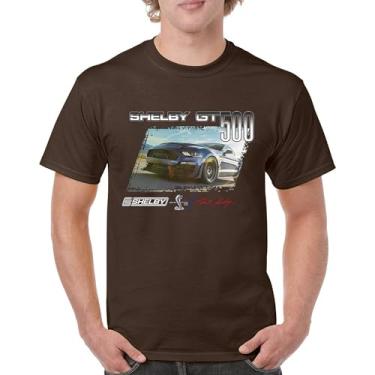 Imagem de Camiseta masculina 2022 Shelby GT500 Signature Mustang Racing Cobra GT 500 Muscle Car Performance Powered by Ford, Marrom, M