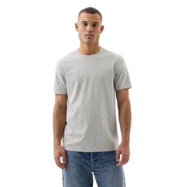 Imagem de GAP Camiseta masculina de gola redonda macia para o dia a dia, Cinza mesclado, XXG