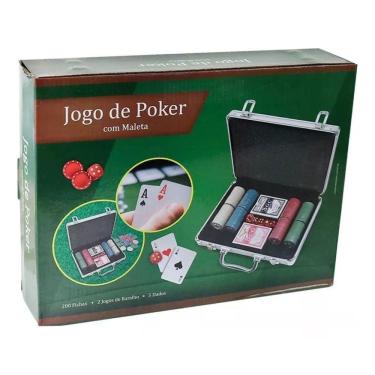 Imagem de Jogo De Poker Maleta Com 200 Fichas + 2 Baralhos + 5 Dados