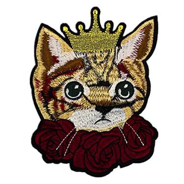 Imagem de LOCOMO Grande gato princesa príncipe ferro no remendo costurado bordado bordado gatinho fofo DIY aplique motivo para crianças, meninas, mulheres, roupas, jaqueta, mochila, decoração