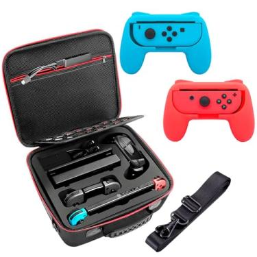 Imagem de Case Bolsa Estojo Compatível Com Nintendo Switch Oled + Grip Controller Suporte Joy Colorido