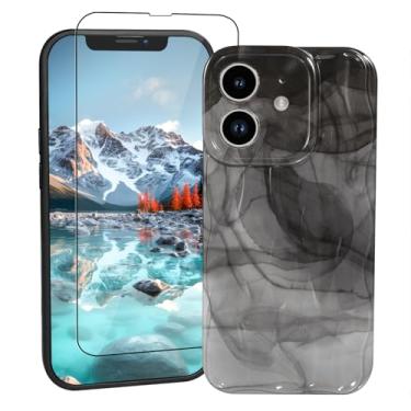 Imagem de Danzel Capa para iPhone 11 de 6,1 polegadas, capa de telefone ondulada de água fofa estética legal ondulada 3D ondulada encaracolada com [1 protetor de tela] capa protetora de TPU macio (preto)