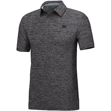 Imagem de Camisetas masculinas de golfe Three Sixty Six – Camisa polo de manga curta com ajuste seco, atlética e gola casual, Preto, Medium