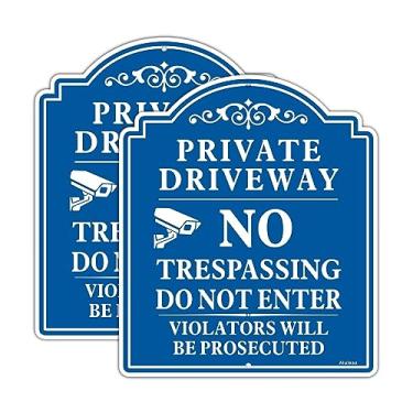 Imagem de Aiuieaa Pacote com 2 placas privadas para entrada de automóveis, placa de propriedade privada de 30 x 35 cm, placa de estrada de metal de alumínio resistente ao clima à prova d'água fácil