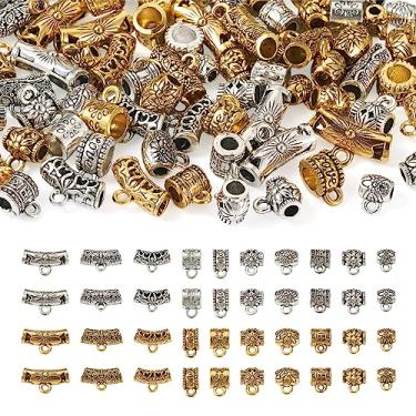 Imagem de Craftdady 100 peças de contas de tubo de liga com berloque estilo tibetano conector ocidental pingentes de laço para artesanato, chaveiro faça você mesmo, canetas com contas, achados para fabricação