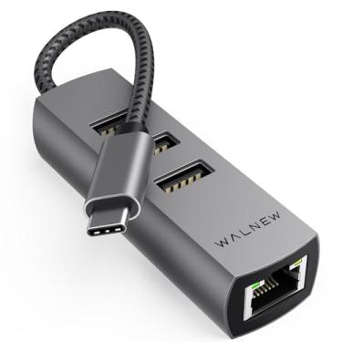 Imagem de Adaptador USB-C para Ethernet, adaptador WALNEW USBC para LAN RJ45, conversor de cabo de rede Gigabit Cat para tipo C Thunderbolt 3 para Mac, MacBook Pro/Air, Samsung Galaxy Tab (Ehternet + porta