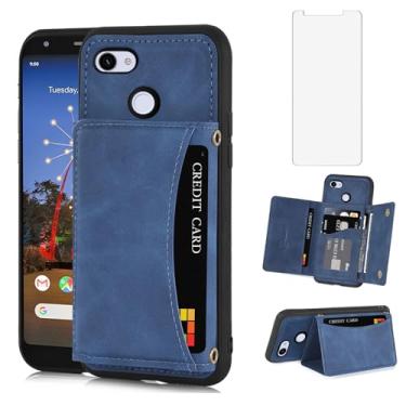 Imagem de Asuwish Capa de telefone para Google Pixel 3a capa carteira com protetor de tela de vidro temperado e suporte de cartão de crédito de couro PU suporte robusto bolsa móvel acessórios para celular