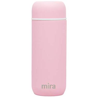 Imagem de MIRA Frasco térmico fino de 200 ml para bebidas quentes e frias - Garrafa de água de aço inoxidável à prova de vazamento - Tamanho compacto perfeito - rosa caramelo