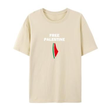Imagem de BAFlo Camiseta de manga curta com bandeira da Palestina melancia paz, Caqui, XXG