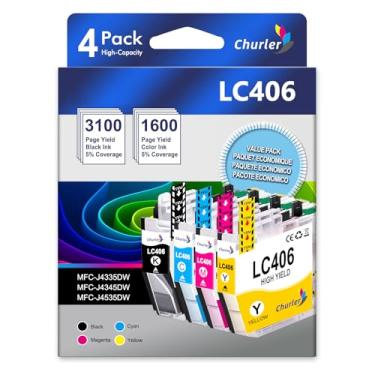 Imagem de Cartuchos de tinta LC406 de substituição para Brother LC406 LC406XL compatível com Brother MFC-J4535DW MFC-J4345DW MFC-J4335DW MFC-J5855DW MFC-J5955DW MFC-J6555DW (4 cores)