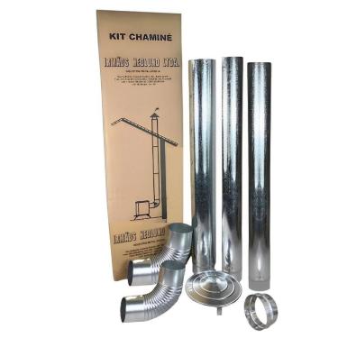 Imagem de Kit Chaminé Com 3 Canos Curva Chapéu 120mm Em Aço Galvanizado Casa Fogão a Lenha Lareira - N°3 AMZ