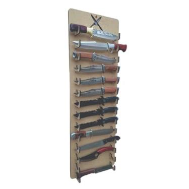 Imagem de Expositor de Facas em MDF Cru, Suporte de Parede para 14 Facas, Organizador de Facas de Madeira (Pequeno)