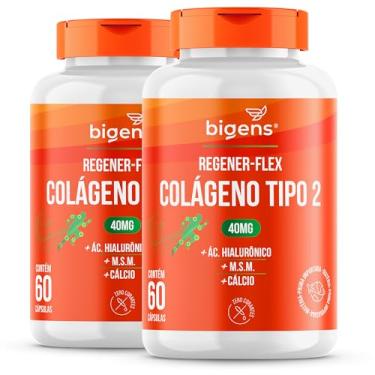 Imagem de Regener Flex, Colágeno tipo 2 40mg, ácido hialurônico, M.S.M., Cálcio, Biogens, Kit 2x 60 cápsulas