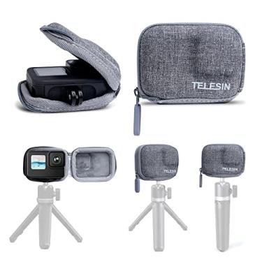 Imagem de TELESIN Estojo de transporte pequeno para GoPro Hero 11 Hero 10 Hero 9 9 Preto, Estojo protetor de bolso Bolsa de viagem com zíper aberto que suporta conexão com Go Pro 10 9 bastão