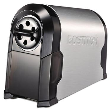 Imagem de Bostitch Office Apontador de lápis elétrico SuperPro Glow extra pesado para sala de aula com sistema de cartucho de cortador substituível, 6 furos, prata/preto (EPS14HC)