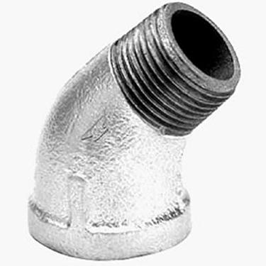 Imagem de Anvil 8700128500, encaixe de tubo de ferro maleável, cotovelo de rua de 45 graus, macho NPT de 1/5.1 cm x NPT fêmea, acabamento galvanizado