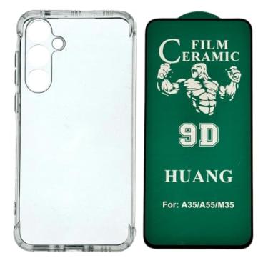 Imagem de Capa Capinha Anti Impacto Transparente + Pelicula de Ceramica Gel 9d Compatível com Samsung Galaxy M35