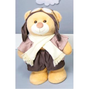 Imagem de URSO DE PELUCIA AVIADOR CLASSICO AMORE 60 CM PARA DECORAÇÃO (PALHA)