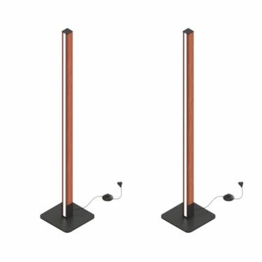 Imagem de kit 2 Luminária de Chão Coluna LED Geórgia 18W Bivolt 2000LM em Madeira Maciça