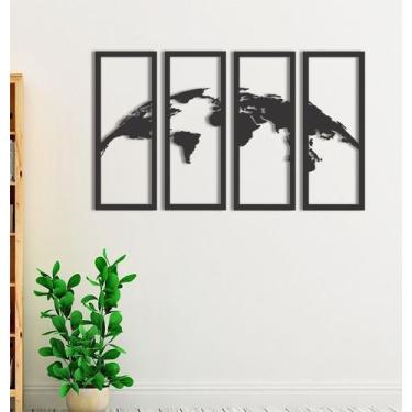 Imagem de Quadros Decorativos Mapa Mundi para Quarto Sala Cozinha  em MDF Vazado