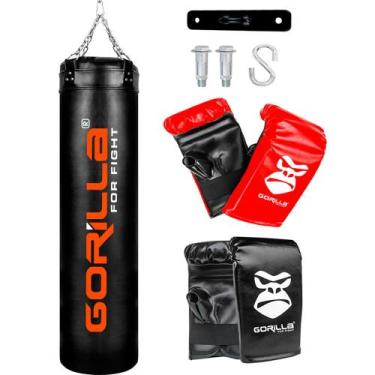 Imagem de Saco Pancada Grande Boxe Muay Thai Profissional 160cm 2 Pares Luva Bat