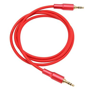 Imagem de Cabo de Som Estéreo de 3,5 Mm, Plugue Banhado a Ouro 24K Fio TPE Bainha de Tecido de Nylon de 3,3 Pés Cabo Auxiliar de 3,5 Mm para Fones de Ouvido para Estéreo Doméstico (Vermelho)
