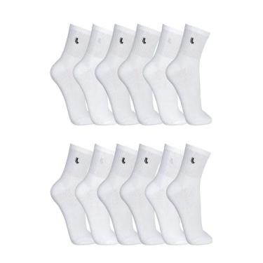 Imagem de Kit 12 Pares Meia Lupo Cano Médio Sport Masculina 3245 , Branco, M